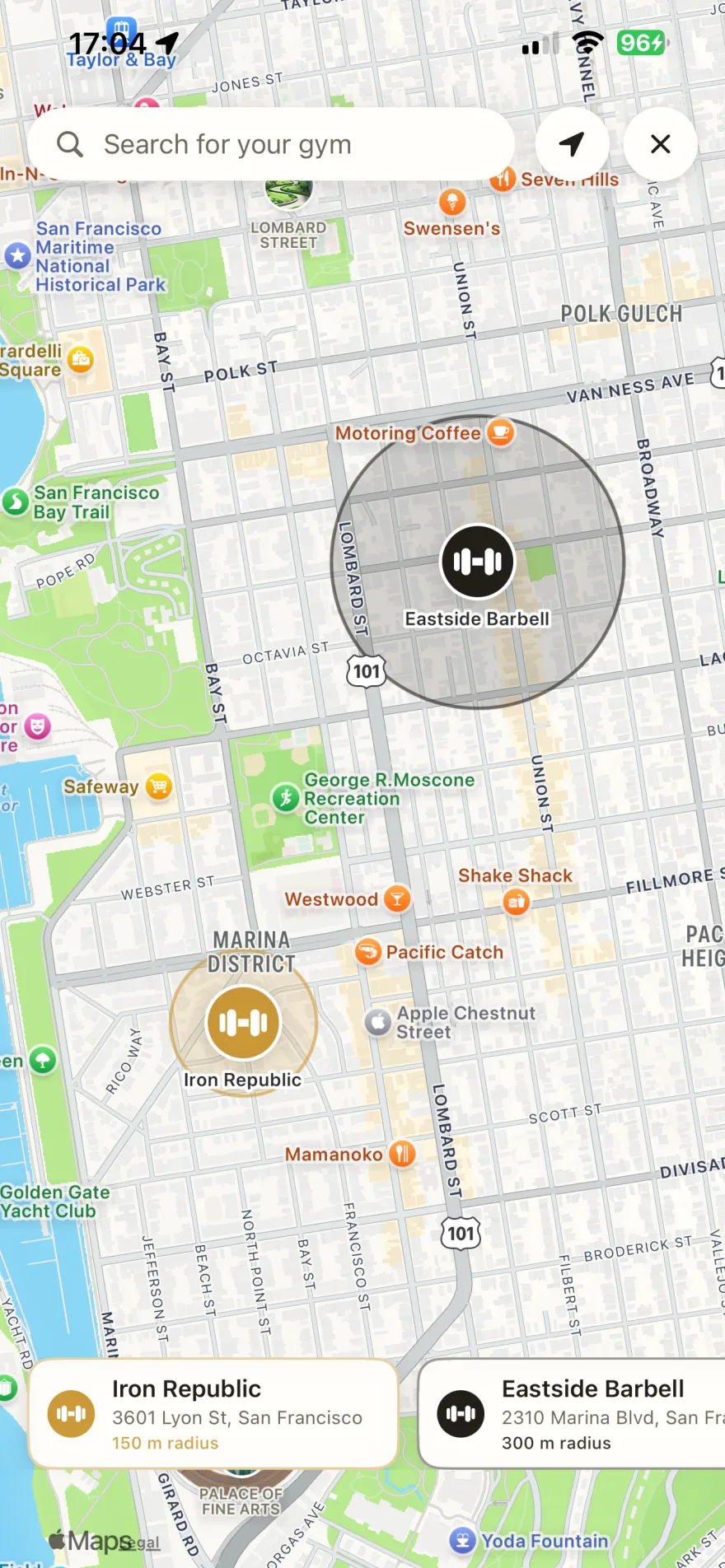 Pinning a gym for automatic visit detection in GymRhythm