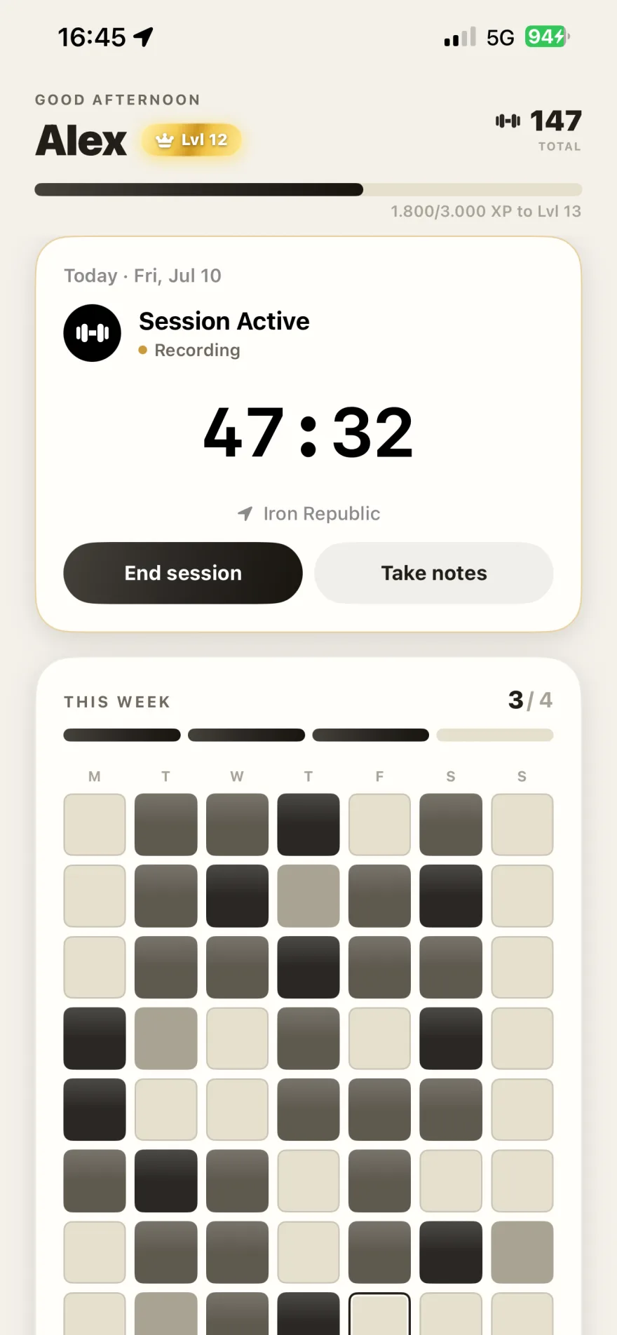 GymRhythm logging a gym session automatically with zero manual entry